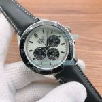 Replica Tag Heuer Carrera Chronograph Watch Silver Dial Black Leather